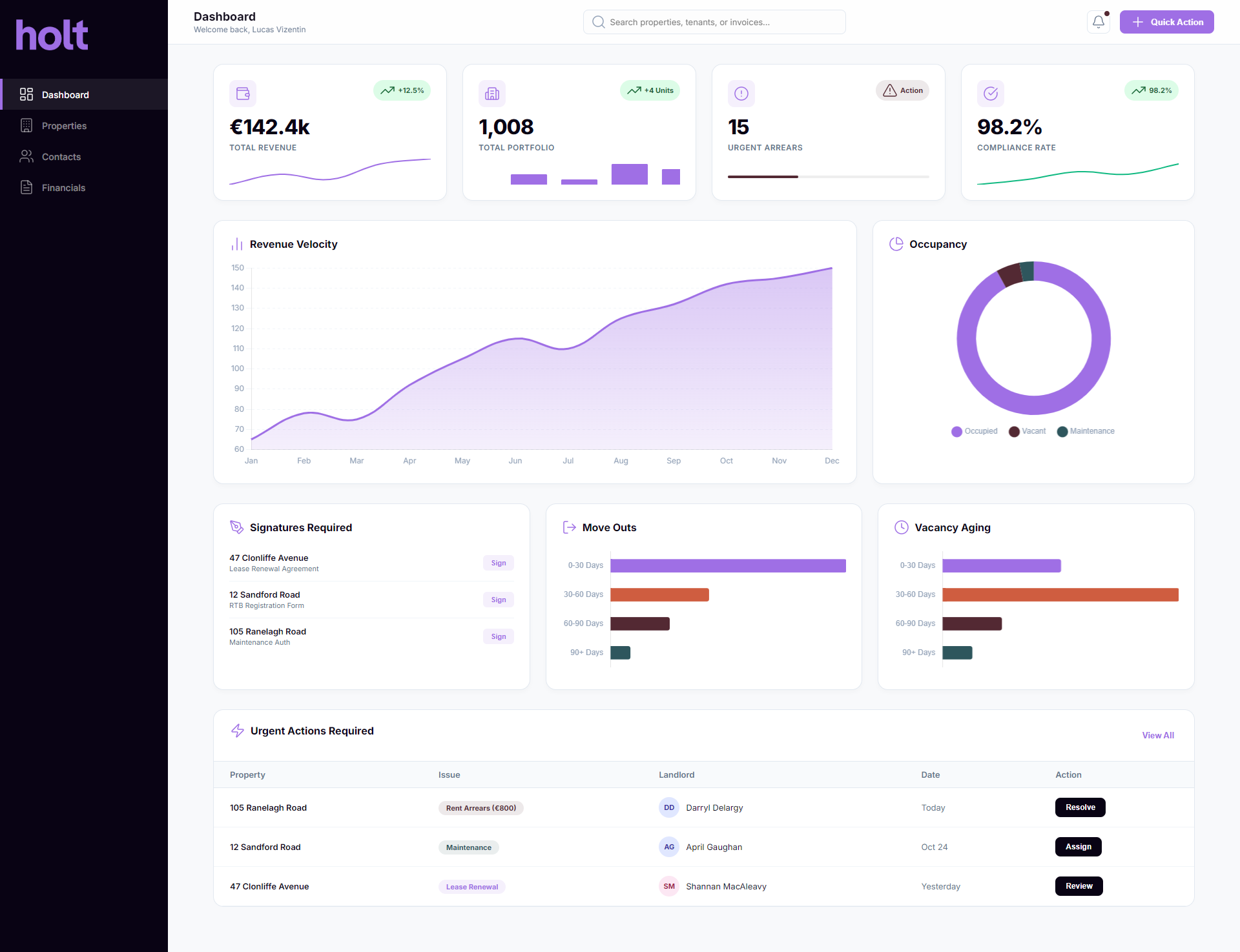 Holt — name generation, branding, logo and UI for a property management platform